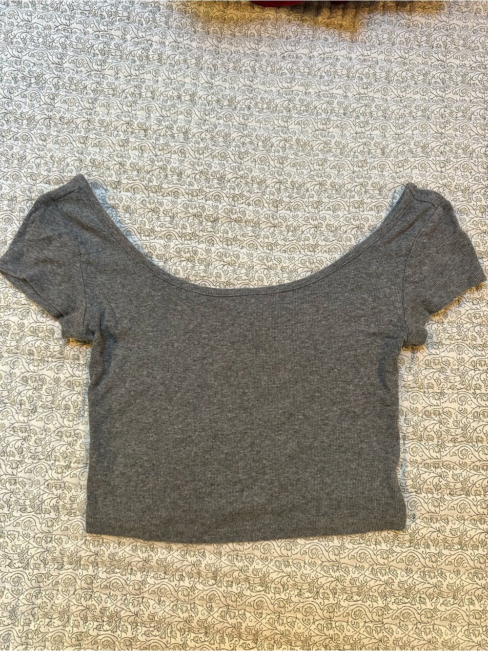 Mossimo Supply Co. Heather Gray Scoop Neck Crop Top
